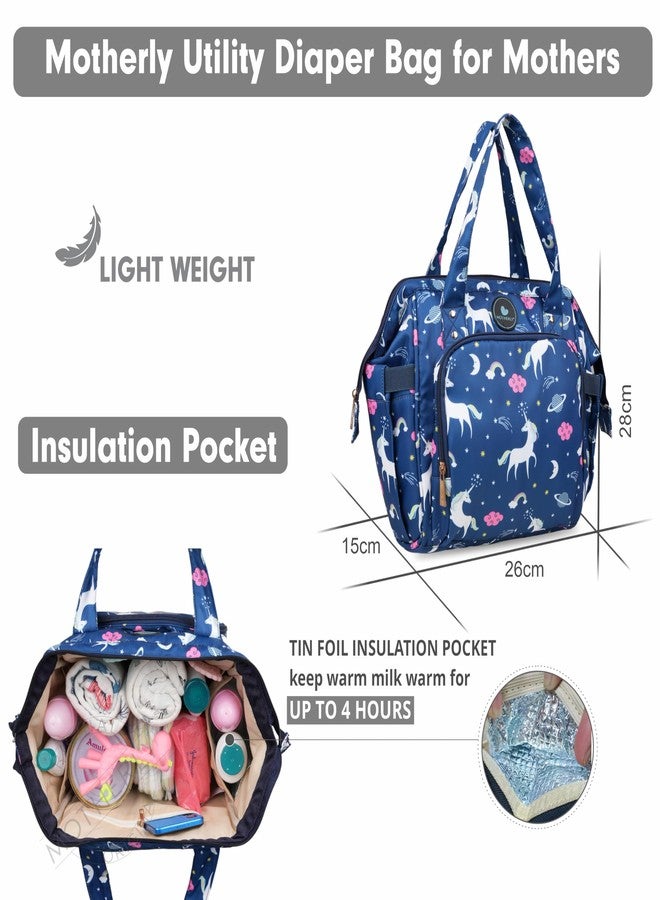 Motherly Mini Diaper Bag for Mothers - Travel Maternity Handbag for Newborn Baby, Water Resistant Baby Bag with Multiple Pockets, Hospital Bag for Moms (Unicorn Blue) - Image 2